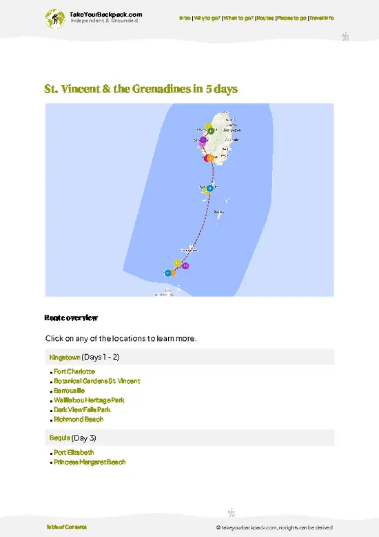 example page 4 from our offline Travel Guide for Saint Vincent and the Grenadines